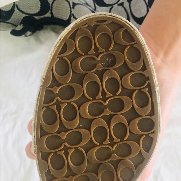 COACH Wedge Heels Sweetie Canvas Signature Emblem Bows Size 6.5M - Picture 9 of 16